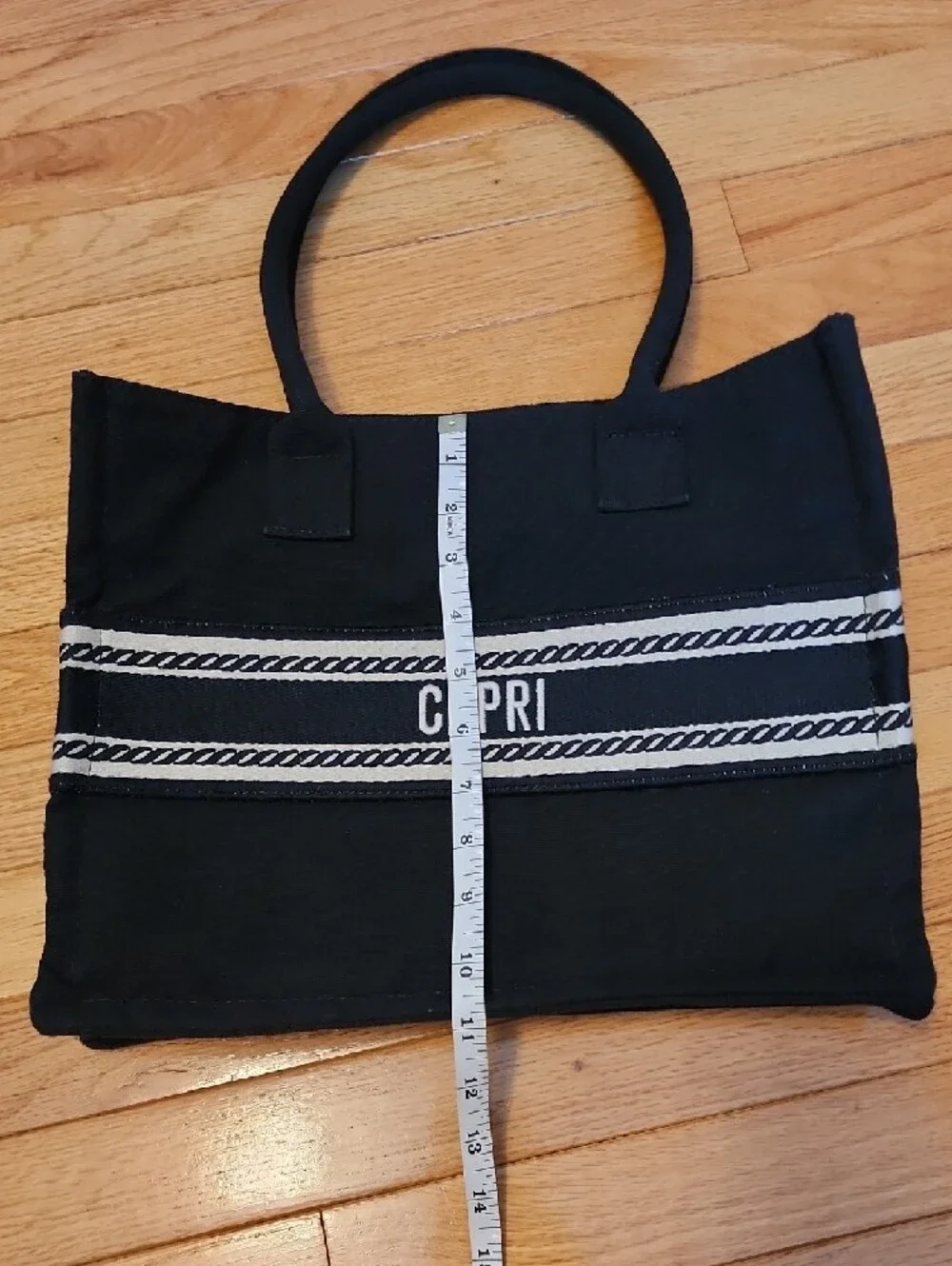 CAPRI Black Canvas Tote and Slide Sandal Set - Picture 4 of 5